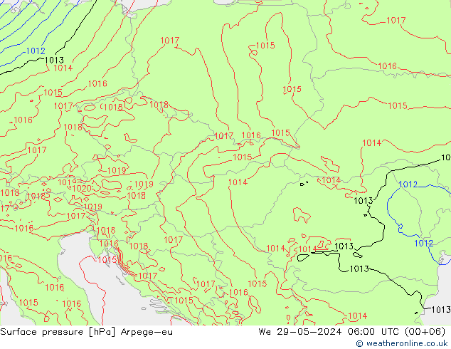 Atmosférický tlak Arpege-eu St 29.05.2024 06 UTC