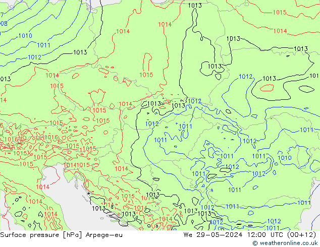 Atmosférický tlak Arpege-eu St 29.05.2024 12 UTC