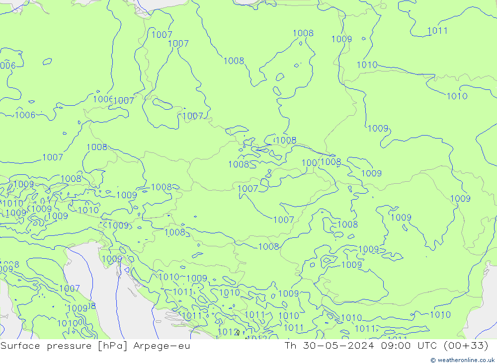 Yer basıncı Arpege-eu Per 30.05.2024 09 UTC