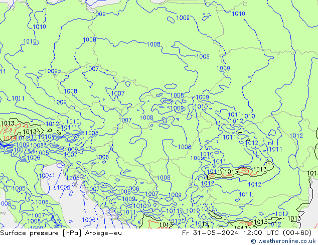 Luchtdruk (Grond) Arpege-eu vr 31.05.2024 12 UTC