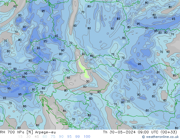 RV 700 hPa Arpege-eu do 30.05.2024 09 UTC