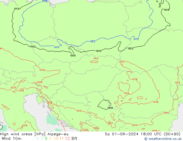 High wind areas Arpege-eu sam 01.06.2024 18 UTC