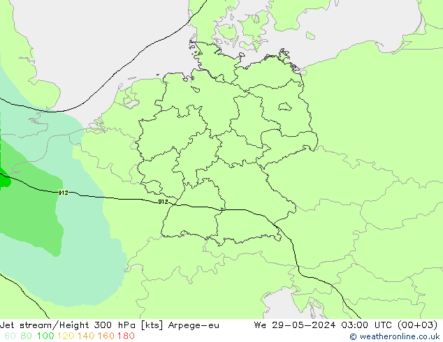 Jet Akımları Arpege-eu Çar 29.05.2024 03 UTC