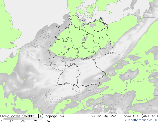 Bulutlar (orta) Arpege-eu Paz 02.06.2024 06 UTC