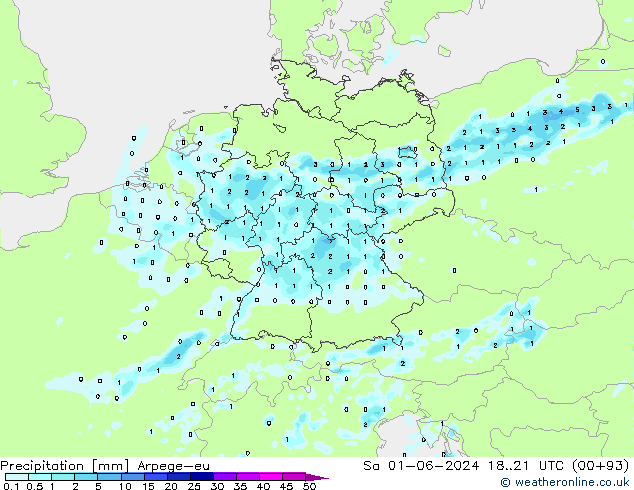Srážky Arpege-eu So 01.06.2024 21 UTC