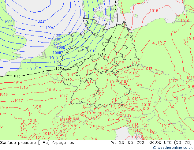 Surface pressure Arpege-eu We 29.05.2024 06 UTC