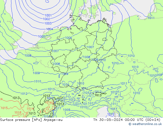 ciśnienie Arpege-eu czw. 30.05.2024 00 UTC