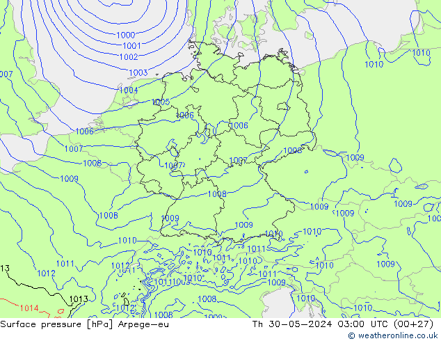 Surface pressure Arpege-eu Th 30.05.2024 03 UTC