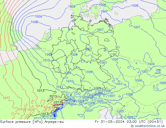 Yer basıncı Arpege-eu Cu 31.05.2024 03 UTC