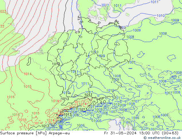 Presión superficial Arpege-eu vie 31.05.2024 15 UTC