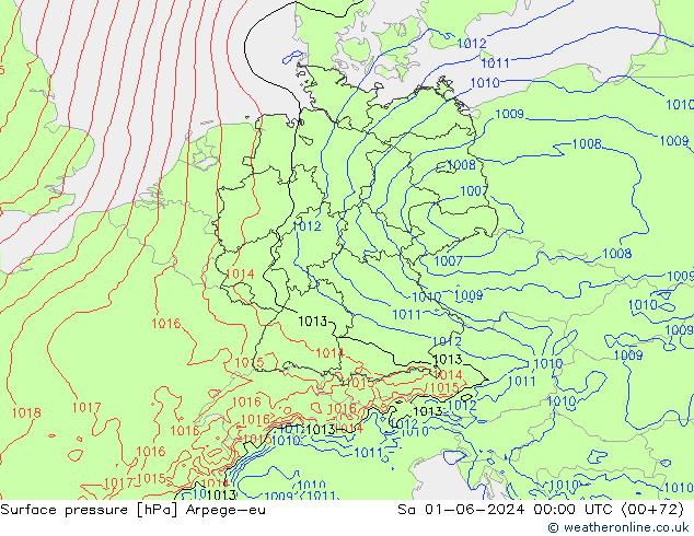 Surface pressure Arpege-eu Sa 01.06.2024 00 UTC