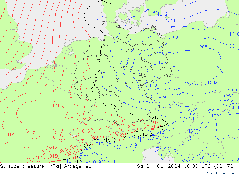 Surface pressure Arpege-eu Sa 01.06.2024 00 UTC