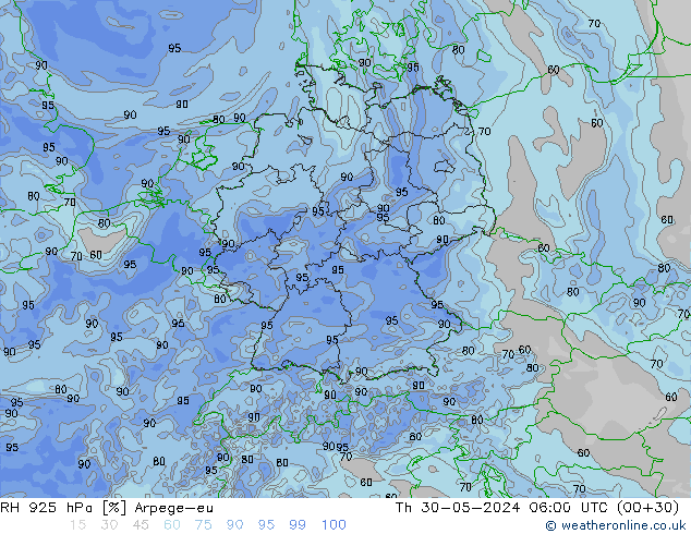 925 hPa Nispi Nem Arpege-eu Per 30.05.2024 06 UTC