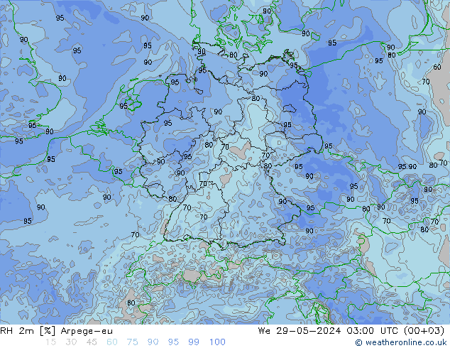 RH 2m Arpege-eu  29.05.2024 03 UTC