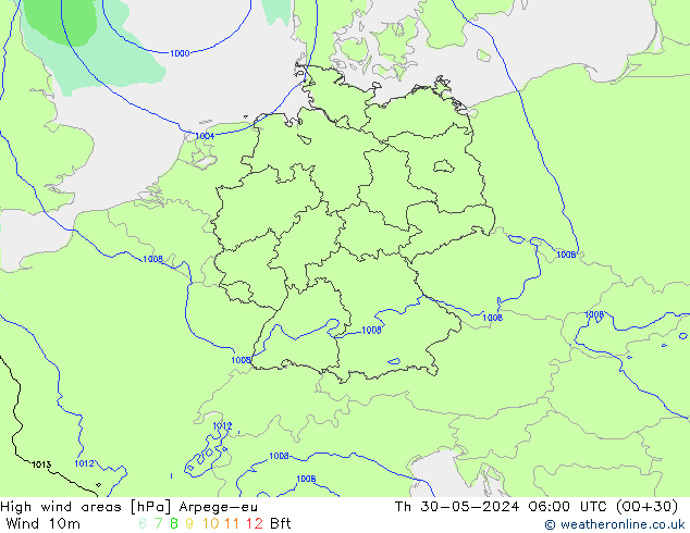 Windvelden Arpege-eu do 30.05.2024 06 UTC