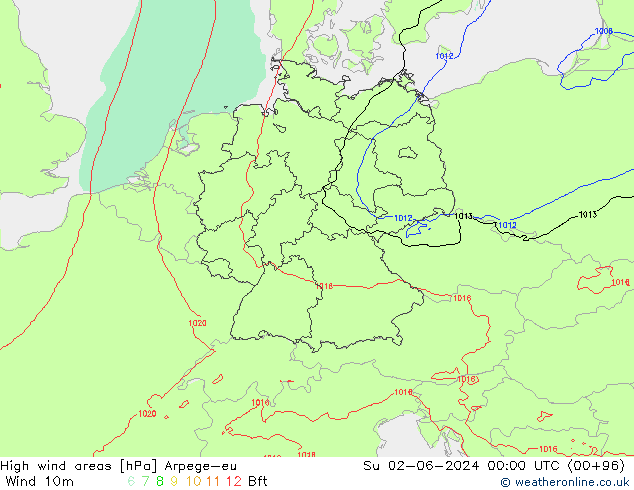 High wind areas Arpege-eu dim 02.06.2024 00 UTC