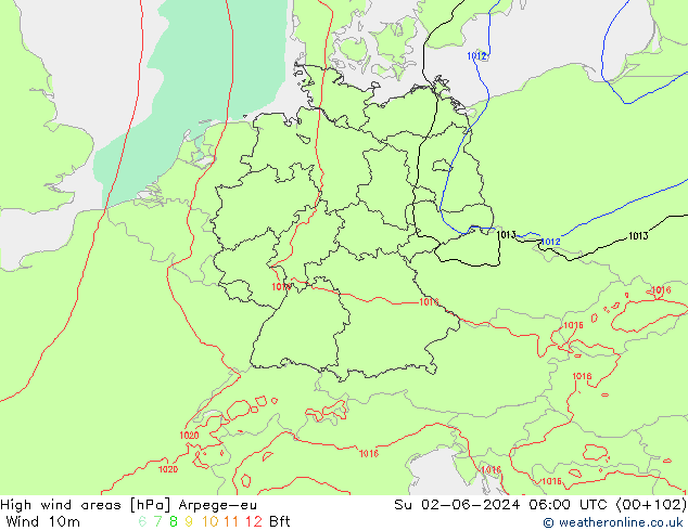 High wind areas Arpege-eu Dom 02.06.2024 06 UTC