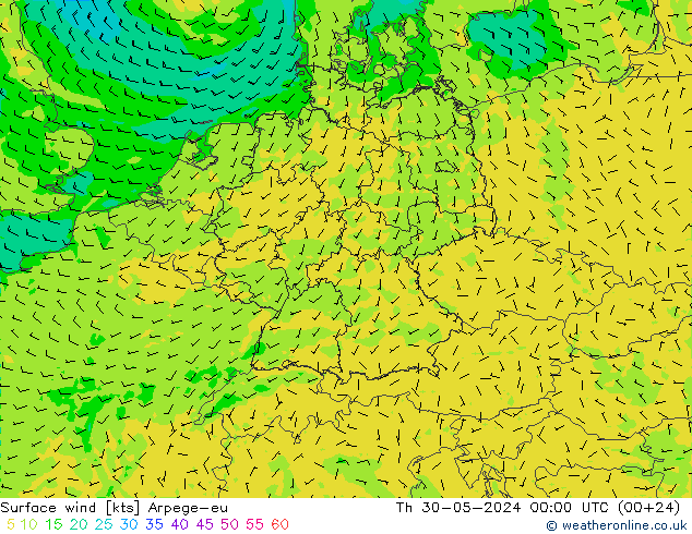 Bodenwind Arpege-eu Do 30.05.2024 00 UTC