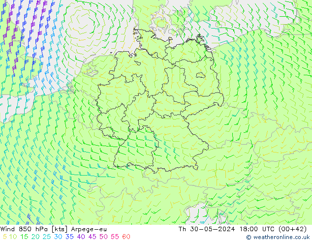 Rüzgar 850 hPa Arpege-eu Per 30.05.2024 18 UTC