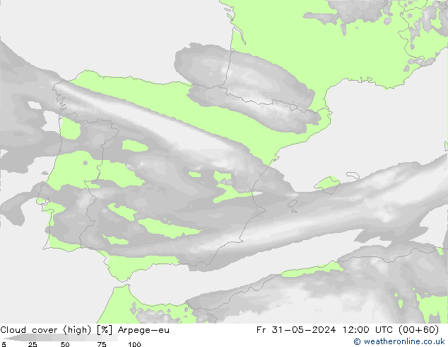 vysoký oblak Arpege-eu Pá 31.05.2024 12 UTC