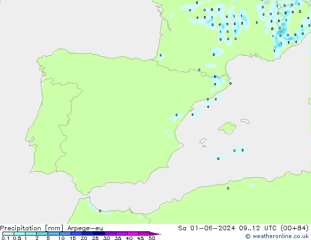 Precipitation Arpege-eu Sa 01.06.2024 12 UTC