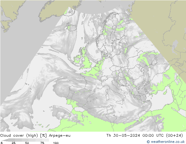 Bewolking (Hoog) Arpege-eu do 30.05.2024 00 UTC