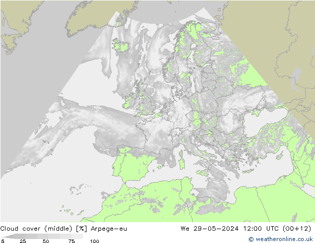 облака (средний) Arpege-eu ср 29.05.2024 12 UTC