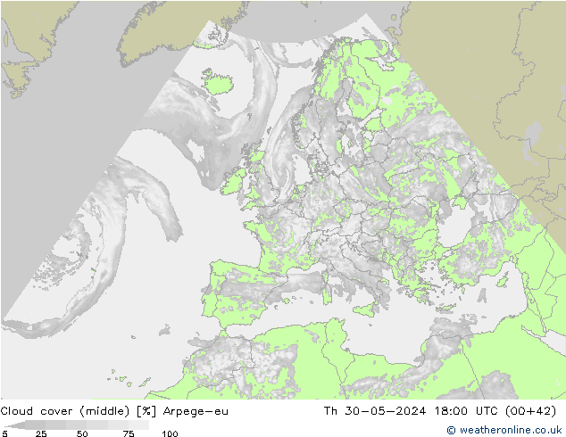 Nubi medie Arpege-eu gio 30.05.2024 18 UTC