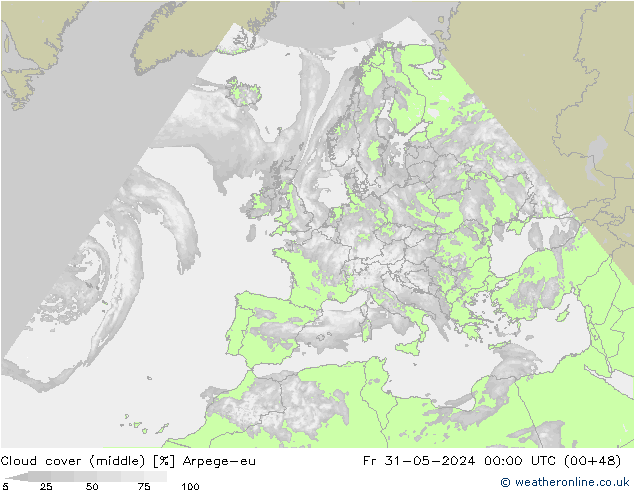 oblačnosti uprostřed Arpege-eu Pá 31.05.2024 00 UTC