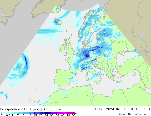 opad (12h) Arpege-eu so. 01.06.2024 18 UTC