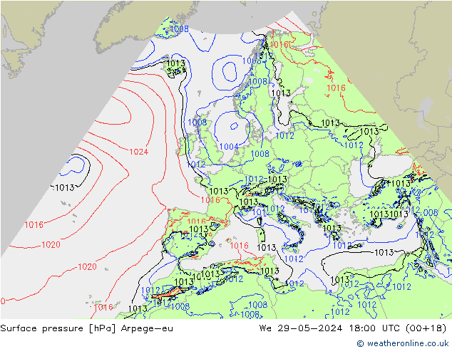 Bodendruck Arpege-eu Mi 29.05.2024 18 UTC