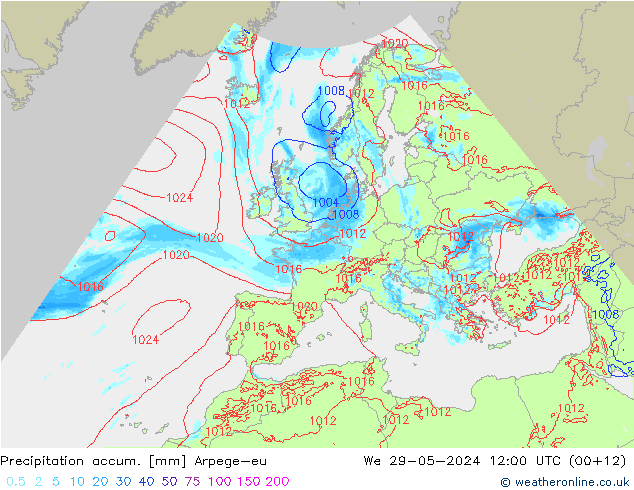 Precipitation accum. Arpege-eu Qua 29.05.2024 12 UTC