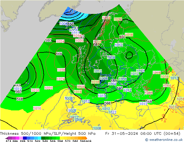 Thck 500-1000гПа Arpege-eu пт 31.05.2024 06 UTC