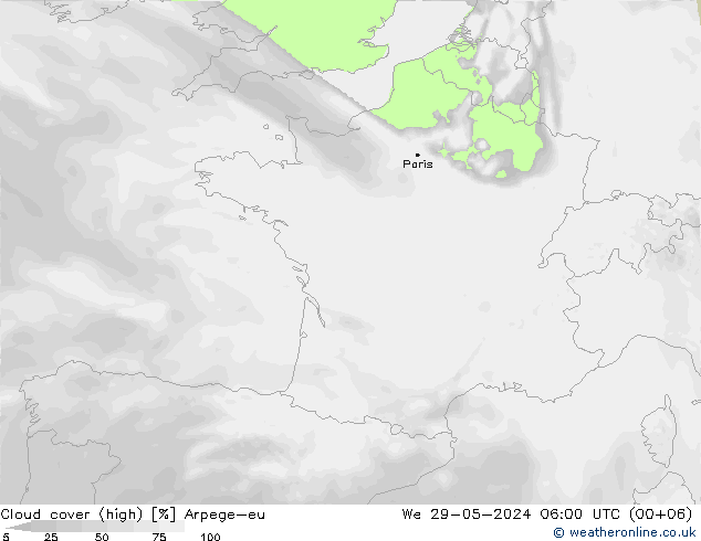 Bewolking (Hoog) Arpege-eu wo 29.05.2024 06 UTC