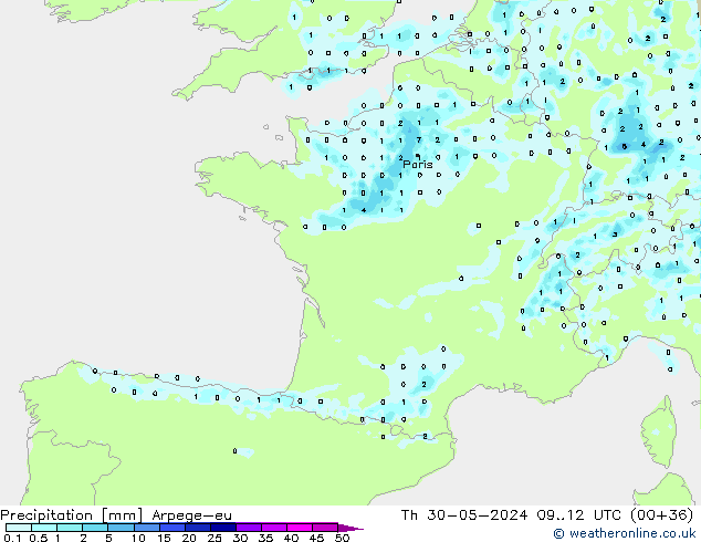 Neerslag Arpege-eu do 30.05.2024 12 UTC