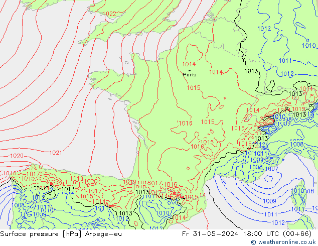 приземное давление Arpege-eu пт 31.05.2024 18 UTC