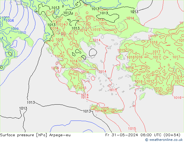 Surface pressure Arpege-eu Fr 31.05.2024 06 UTC