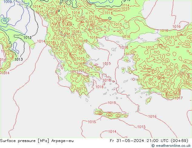 Yer basıncı Arpege-eu Cu 31.05.2024 21 UTC
