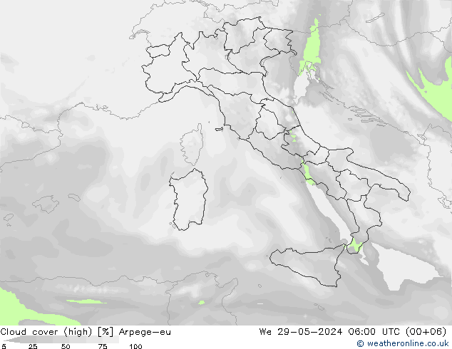 nuvens (high) Arpege-eu Qua 29.05.2024 06 UTC