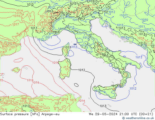 Surface pressure Arpege-eu We 29.05.2024 21 UTC