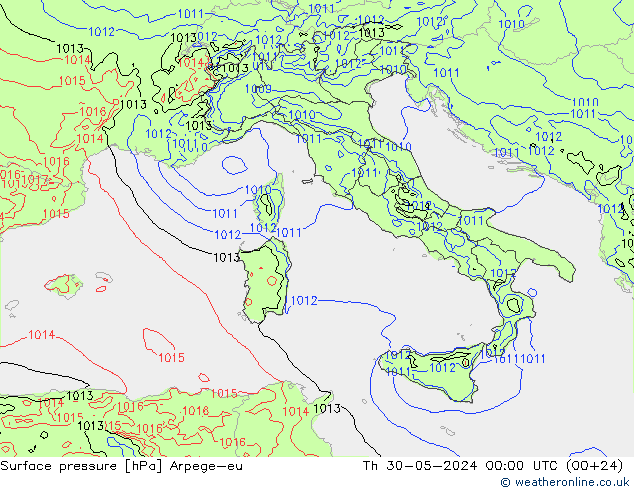 приземное давление Arpege-eu чт 30.05.2024 00 UTC