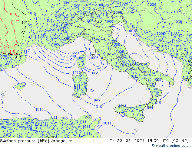 pressão do solo Arpege-eu Qui 30.05.2024 18 UTC