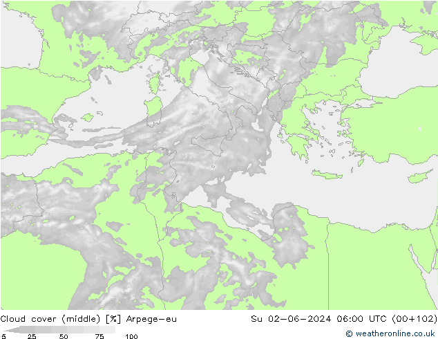 Nubi medie Arpege-eu dom 02.06.2024 06 UTC