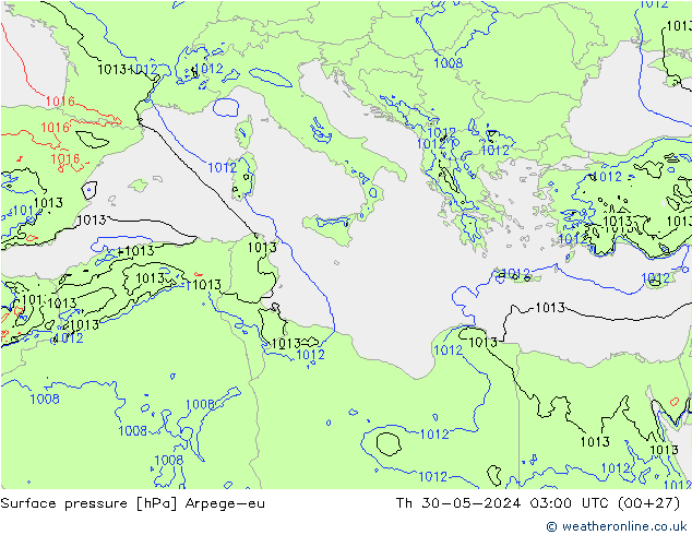 Luchtdruk (Grond) Arpege-eu do 30.05.2024 03 UTC