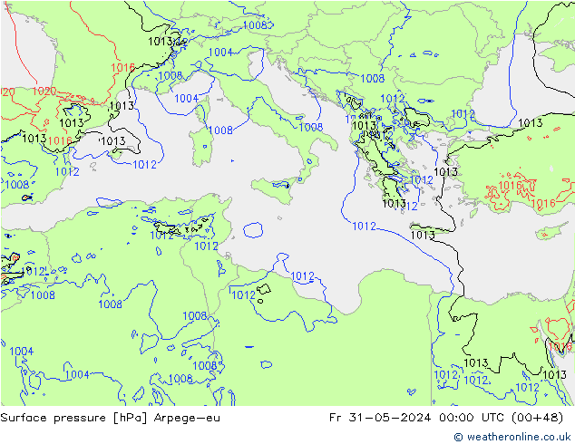 Luchtdruk (Grond) Arpege-eu vr 31.05.2024 00 UTC