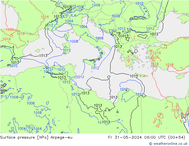 Surface pressure Arpege-eu Fr 31.05.2024 06 UTC