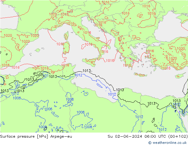Yer basıncı Arpege-eu Paz 02.06.2024 06 UTC