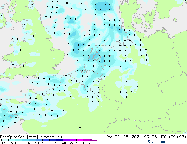 Precipitación Arpege-eu mié 29.05.2024 03 UTC