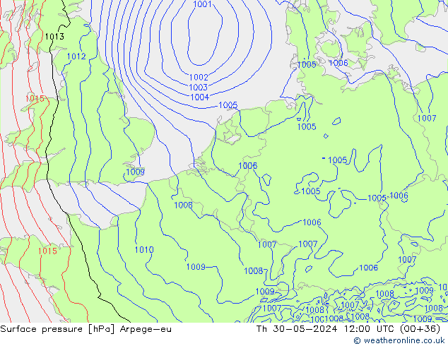 pressão do solo Arpege-eu Qui 30.05.2024 12 UTC