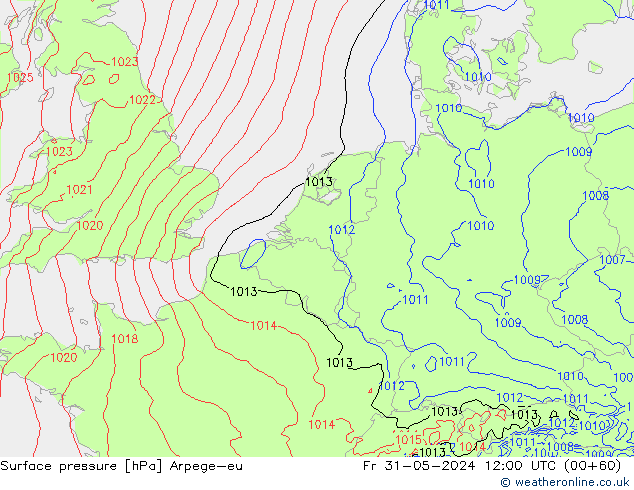 Surface pressure Arpege-eu Fr 31.05.2024 12 UTC